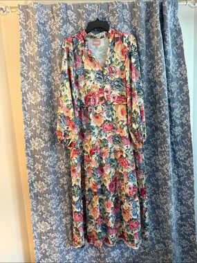 Show Me Your MuMu Floral Midi Dress in Cream, Pink, Yellow, Blue, Green